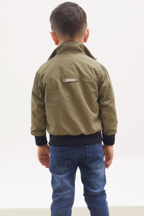 Haki Palmiye Baskılı Tişörtlü Erkek Çocuk Ceketli 3lü Takım 17699