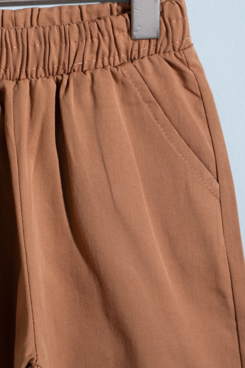 Kahverengi Çizgili Düğmeli Tişörtlü Erkek Bebek Şortlu Takım 18526