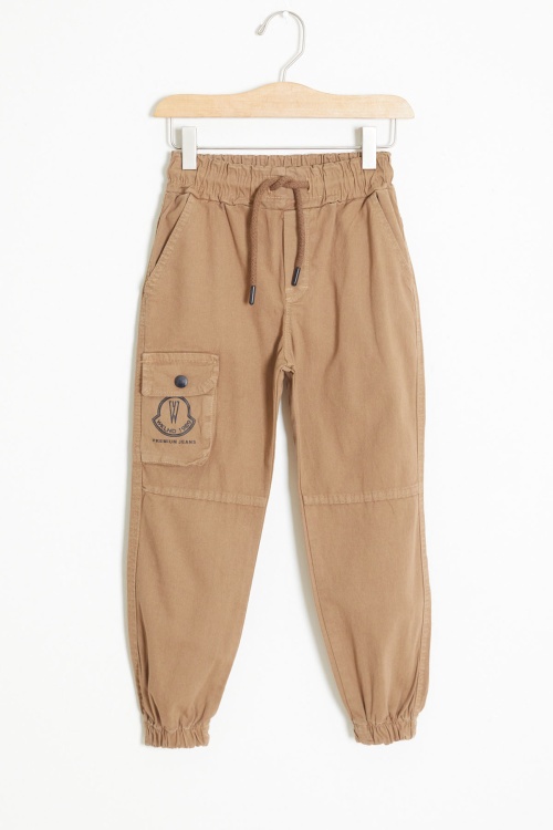 Kahverengi Kargo Cepli Beli Lastikli Erkek Çocuk Jean Pantolon 18408