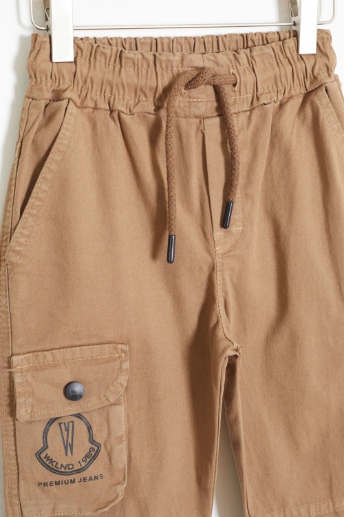 Kahverengi Kargo Cepli Beli Lastikli Erkek Çocuk Jean Pantolon 18408