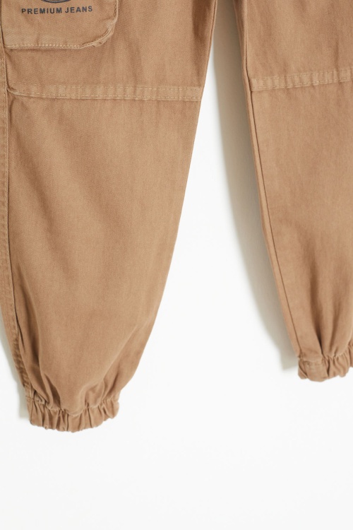 Kahverengi Kargo Cepli Beli Lastikli Erkek Çocuk Jean Pantolon 18408