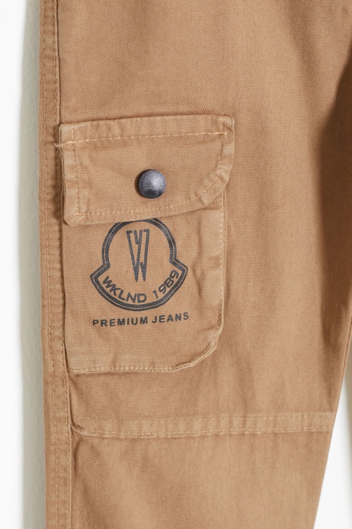 Kahverengi Kargo Cepli Beli Lastikli Erkek Çocuk Jean Pantolon 18408