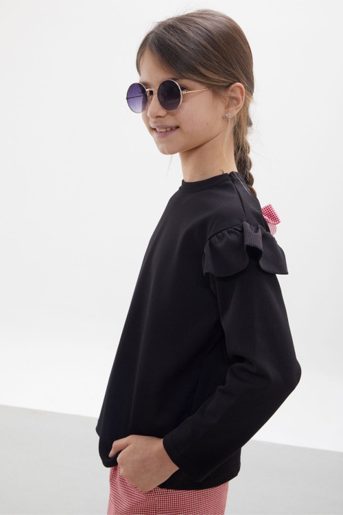 Kırmızı Kazayağı Desenli Pantolonlu Bluzlu Kız Çocuk Takım 17972