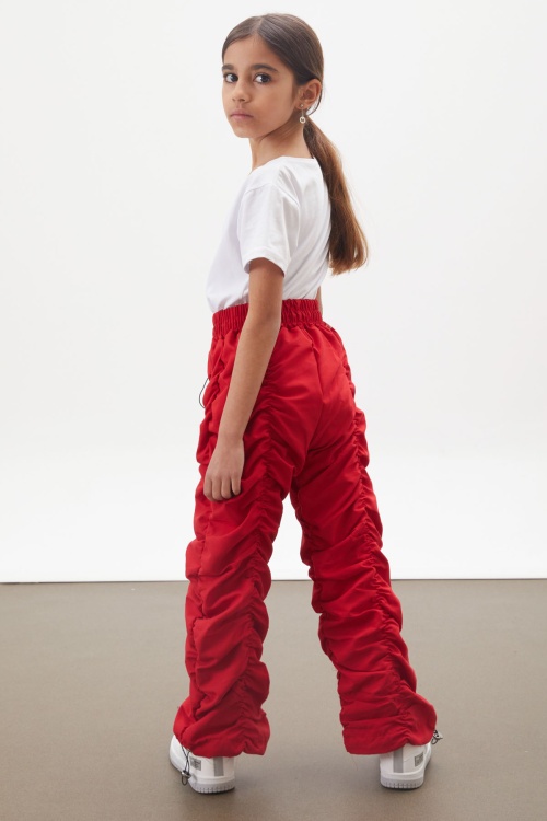 Kırmızı Şerit Dikişli Kız Paraşüt Pantolon 18005