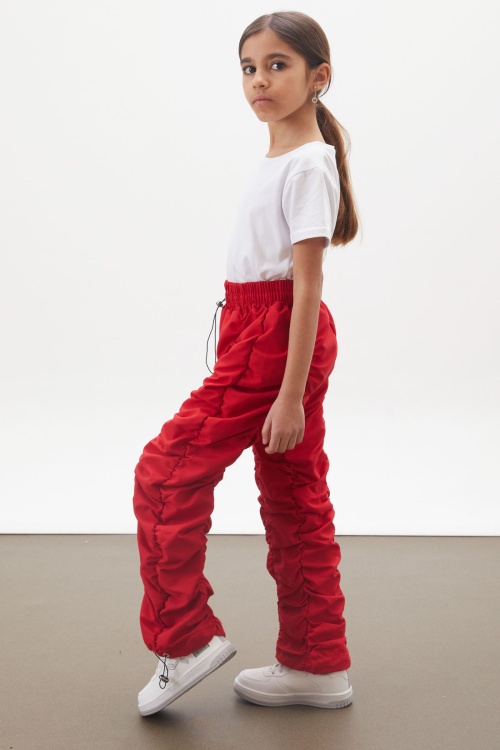 Kırmızı Şerit Dikişli Kız Paraşüt Pantolon 18005