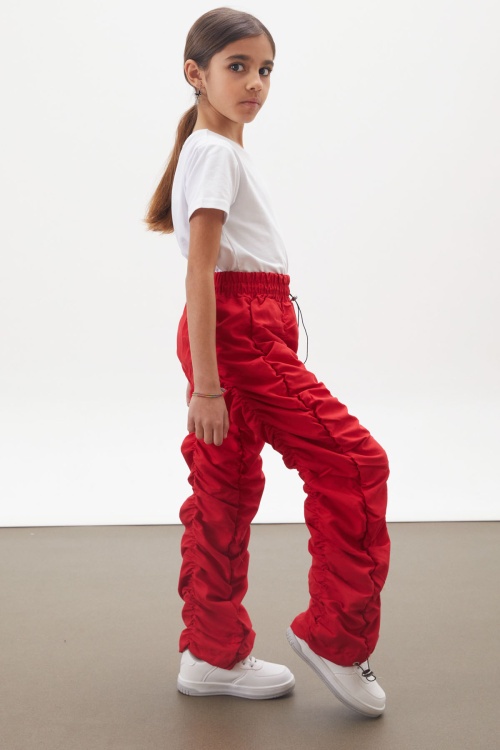 Kırmızı Şerit Dikişli Kız Paraşüt Pantolon 18005
