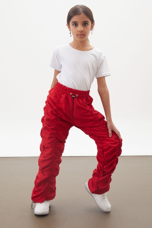 Kırmızı Şerit Dikişli Kız Paraşüt Pantolon 18005