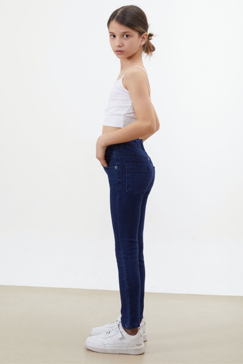 Kız Çocuk Likralı Koyu Mavi Jean Pantolon 16252