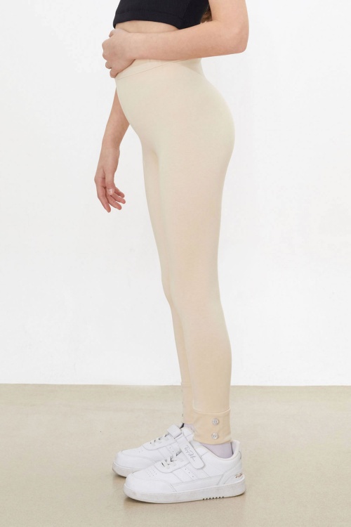 Kız Çocuk Paçası Düğme Detaylı 2li Düz Tayt Siyah-Krem 18204