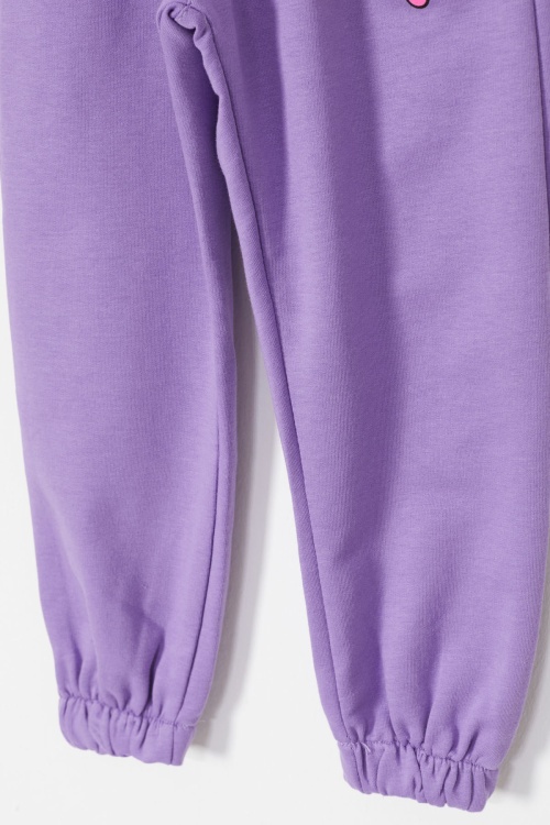 Kız Çocuk Papatya Baskılı Beli Lastikli 2li Eşofman Altı Lila-Gül Kurusu 18394