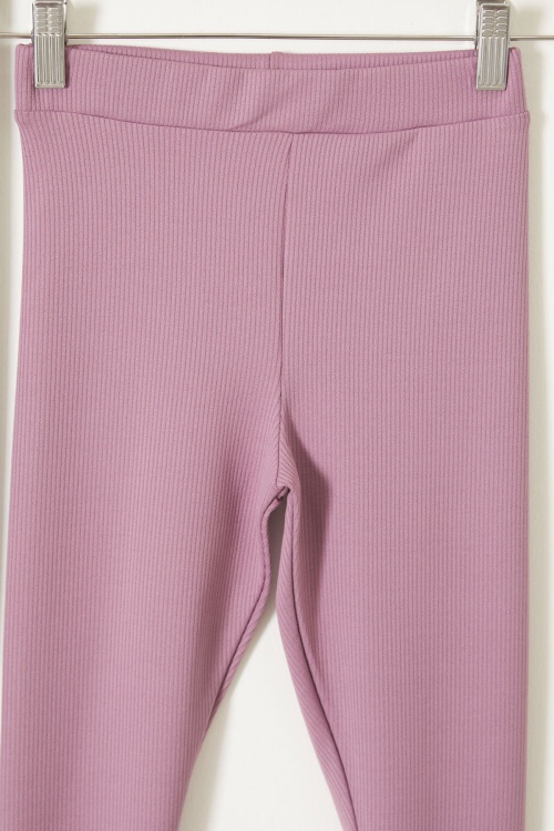 Kız Çocuk Yazı Nakışlı Fitilli Karşkorse 2li Tayt Siyah-Gül Kurusu 18087