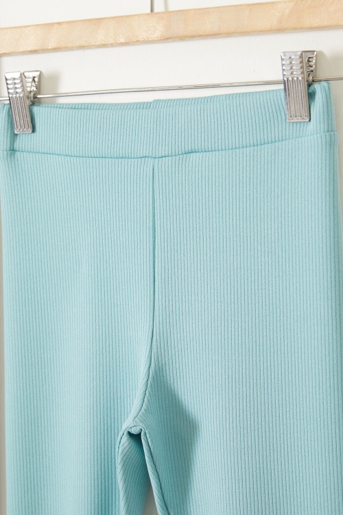 Kız Çocuk Yazı Nakışlı Fitilli Karşkorse 2li Tayt Siyah-Mint 18088