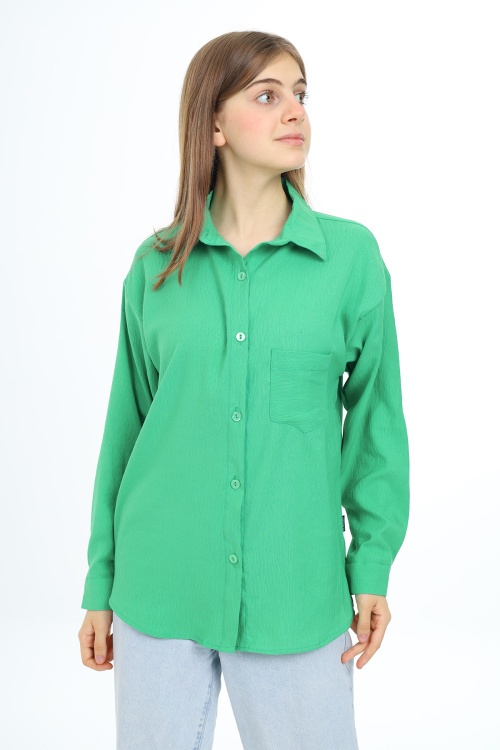 Koyu Yeşil Kız Çocuk Gömlek 18440