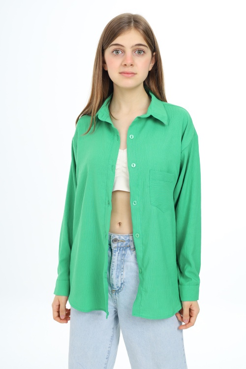 Koyu Yeşil Kız Çocuk Gömlek 18440