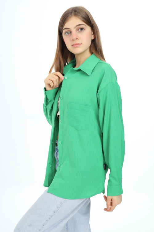 Koyu Yeşil Kız Çocuk Gömlek 18440