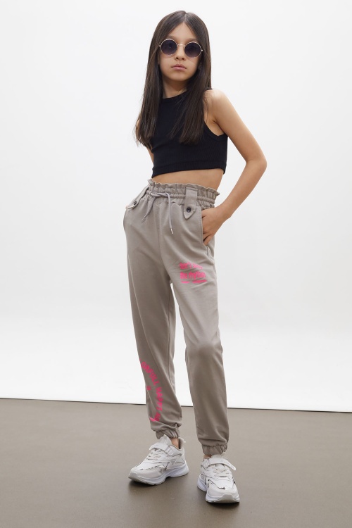 Krem Colorfull Baskılı Beli Lastikli Kız Çocuk Eşofman Altı 17730