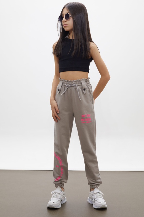 Krem Colorfull Baskılı Beli Lastikli Kız Çocuk Eşofman Altı 17730