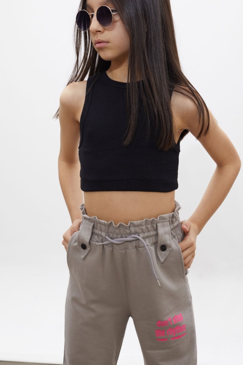 Krem Colorfull Baskılı Beli Lastikli Kız Çocuk Eşofman Altı 17730