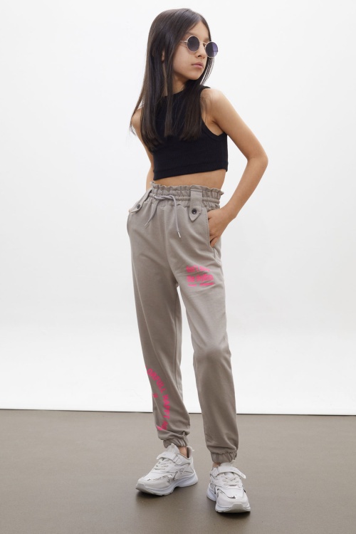 Krem Colorfull Baskılı Beli Lastikli Kız Çocuk Eşofman Altı 17730