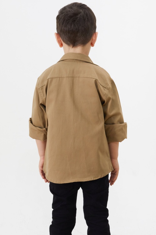 Krem Nakışlı Jean Gömlekli Tişörtlü Erkek Çocuk 2li Takım 18237