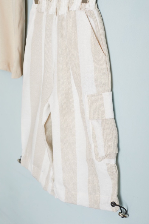 Krem Outfit Baskılı Tişörtlü Erkek Çocuk Şortlu Takım 18458