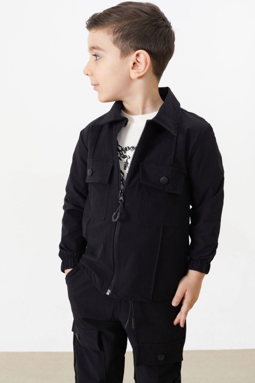 Kurt Nakışlı Tişörtlü Ceket ve Pantolonlu Erkek Çocuk Paraşüt Takım 18317