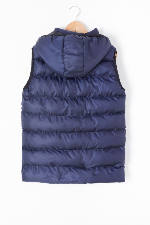 Lacivert Kapüşonlu Fermuar Cepli Erkek Çocuk Şişme Yelek 17536