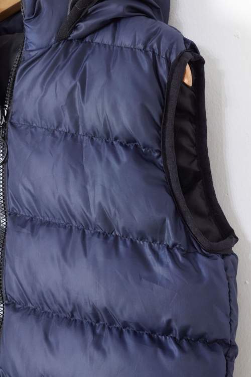 Lacivert Kapüşonlu Fermuar Cepli Erkek Çocuk Şişme Yelek 17536