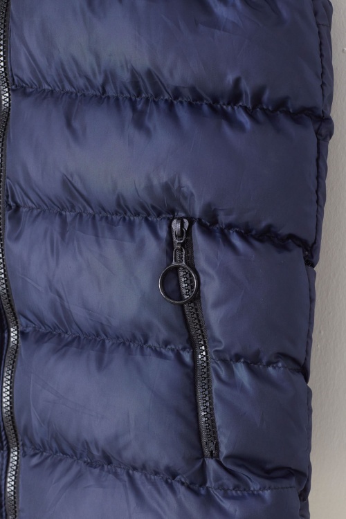 Lacivert Kapüşonlu Fermuar Cepli Erkek Çocuk Şişme Yelek 17536