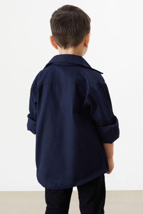 Lacivert Nakışlı Jean Gömlekli Tişörtlü Erkek Çocuk 2li Takım 18238