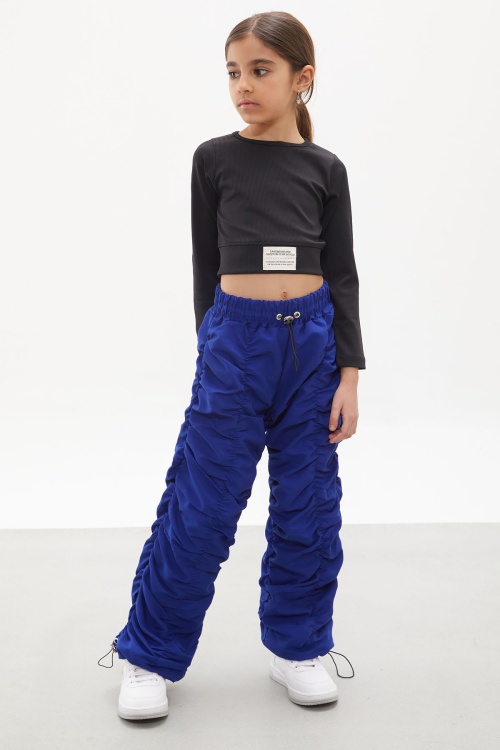 Lacivert Şerit Dikişli Kız Paraşüt Pantolon 18006