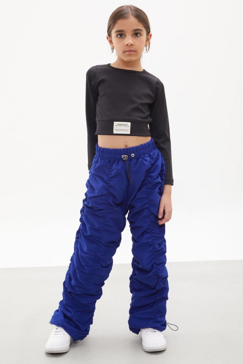 Lacivert Şerit Dikişli Kız Paraşüt Pantolon 18006