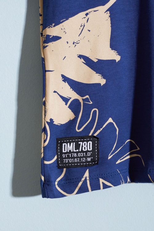 Lacivert Yaprak Baskılı Erkek Çocuk Şortlu Takım 18532