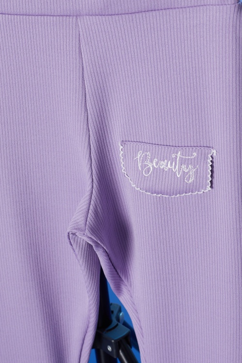 Lila Beauty Yazı Nakışlı İspanyol Paça Kız Çocuk Tayt 18180