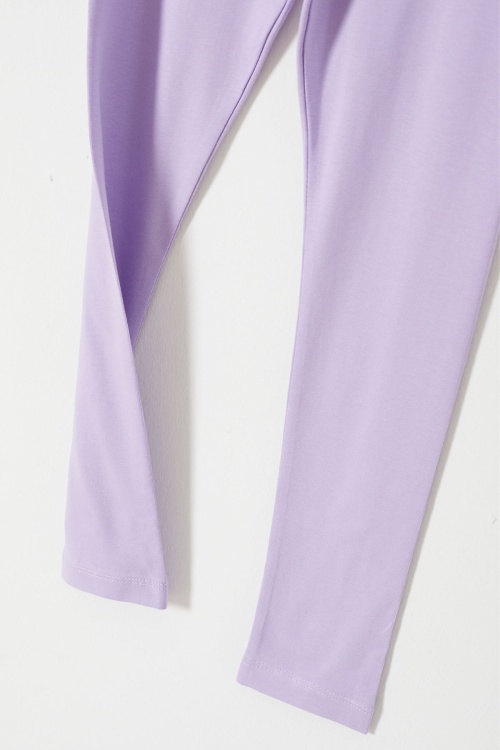 Lila Çiçek Nakış Detaylı Kız Çocuk Tayt 18310