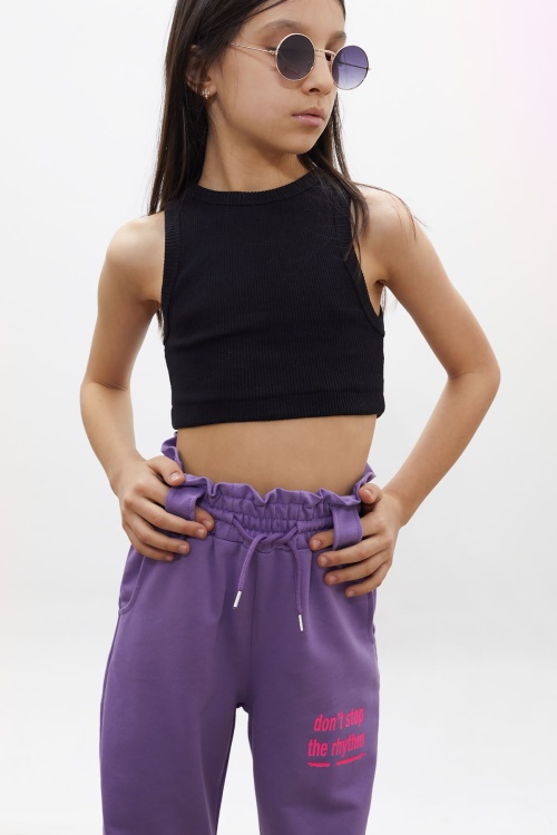 Lila Colorfull Baskılı Beli Lastikli Kız Çocuk Eşofman Altı 17727