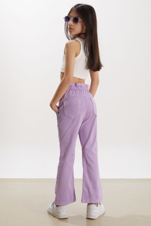 Lila İspanyol Paça Beli Lastikli Kız Pantolon 16247