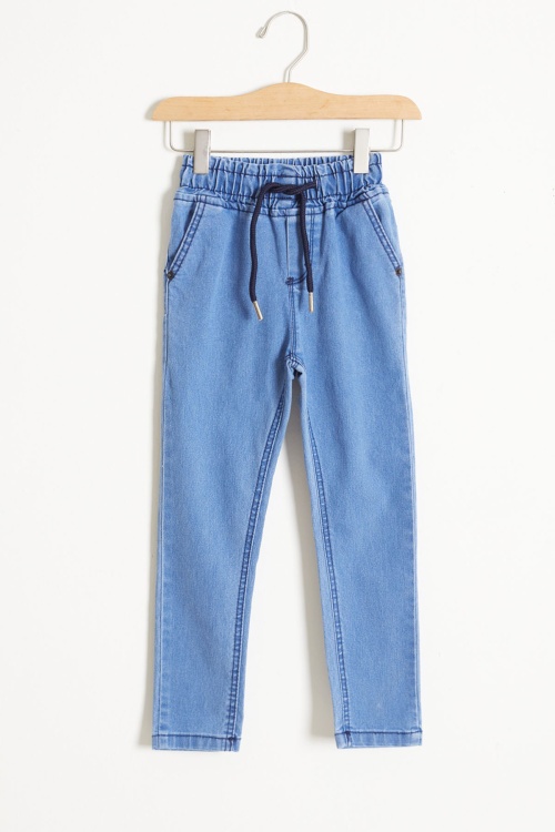 Mavi Beli Lastikli Erkek Çocuk Dar Paça Jean Pantolon 18334