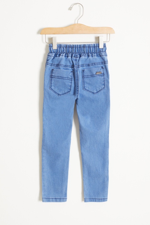 Mavi Beli Lastikli Erkek Çocuk Dar Paça Jean Pantolon 18334