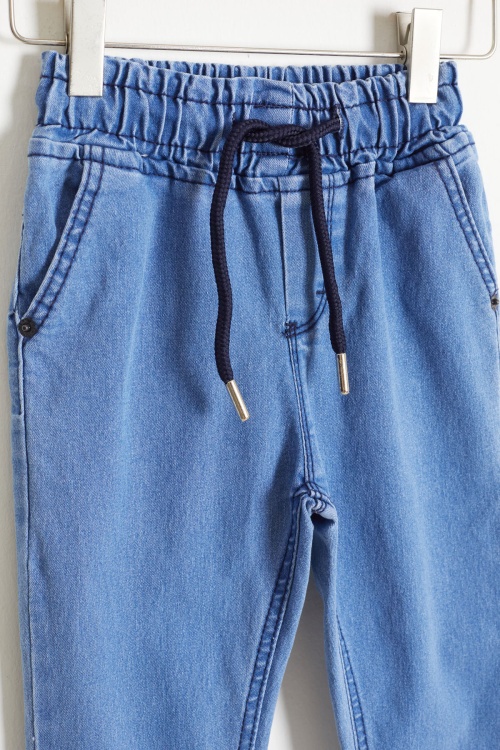 Mavi Beli Lastikli Erkek Çocuk Dar Paça Jean Pantolon 18334