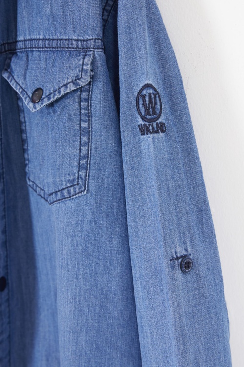 Mavi Logolu Tişörtlü Jean Gömlekli Erkek Çocuk 2li Takım 18241