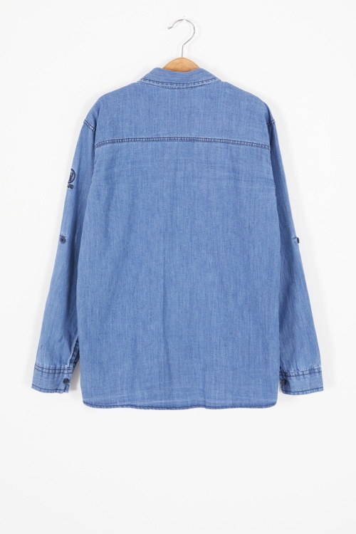 Mavi Logolu Tişörtlü Jean Gömlekli Erkek Çocuk 2li Takım 18241