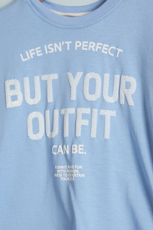 Mavi Outfit Baskılı Tişörtlü Erkek Çocuk Şortlu Takım 18456