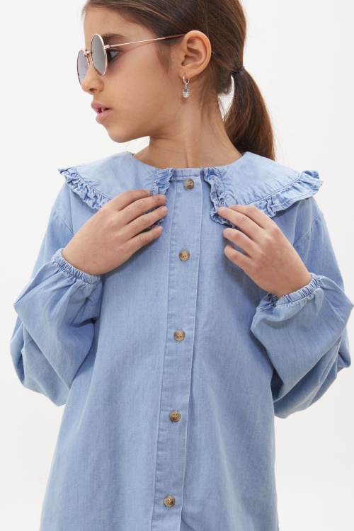 Mavi Pantolonlu Jean Gömlekli Kız Çocuk Takım 17939