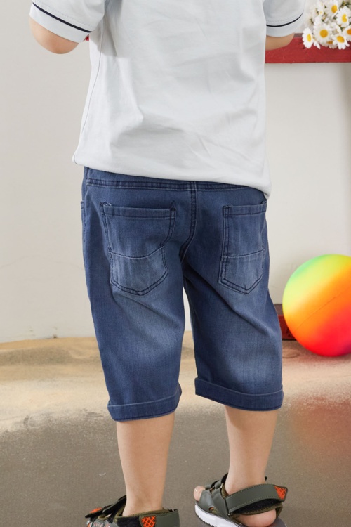 Mavi Skate Baskılı Polo Yaka Erkek Çocuk Jean Şortlu Takım 18742