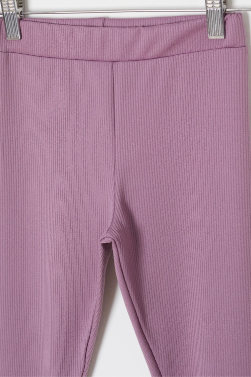 Mor Fiyonklu Tavşan Nakışlı Fitilli Kız Çocuk Yırtmaçlı Tayt 18148