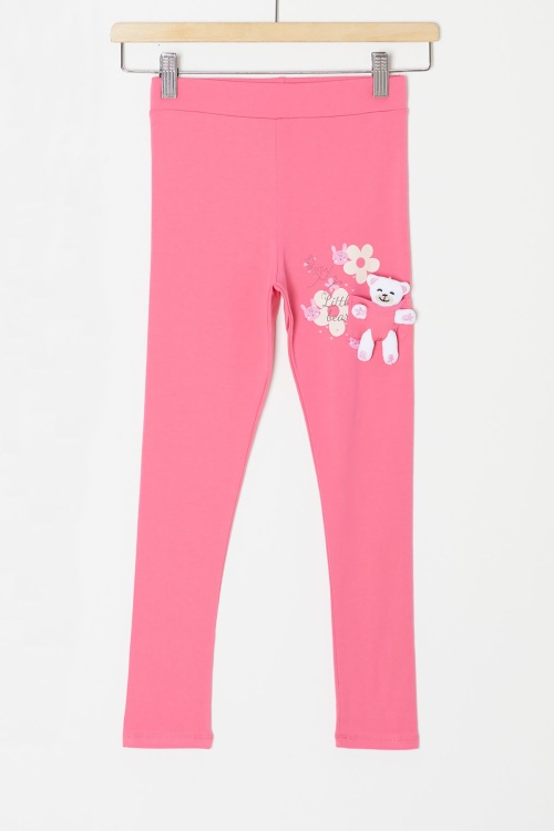 Pembe Ayıcık Cepli Kız Çocuk Tayt 18158