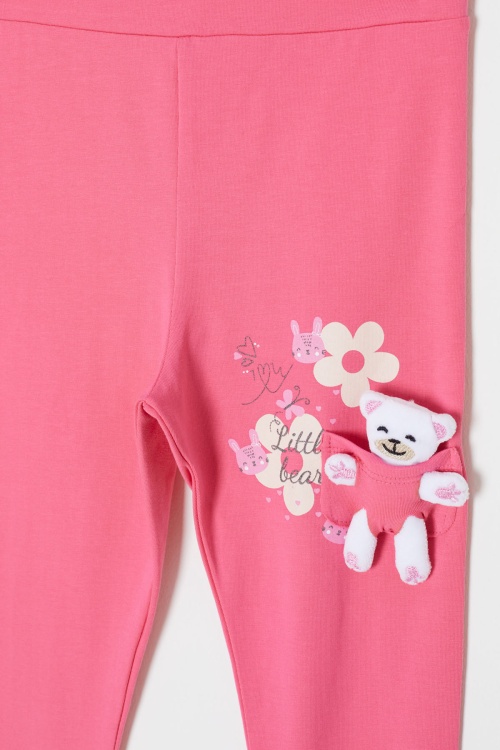 Pembe Ayıcık Cepli Kız Çocuk Tayt 18158