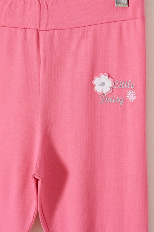 Pembe Çiçek Nakış Detaylı Kız Çocuk Tayt 18308