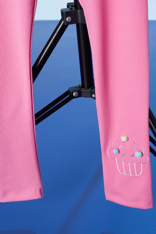 Pembe Cupcake Nakışlı Fitilli Kız Çocuk Tayt 18280